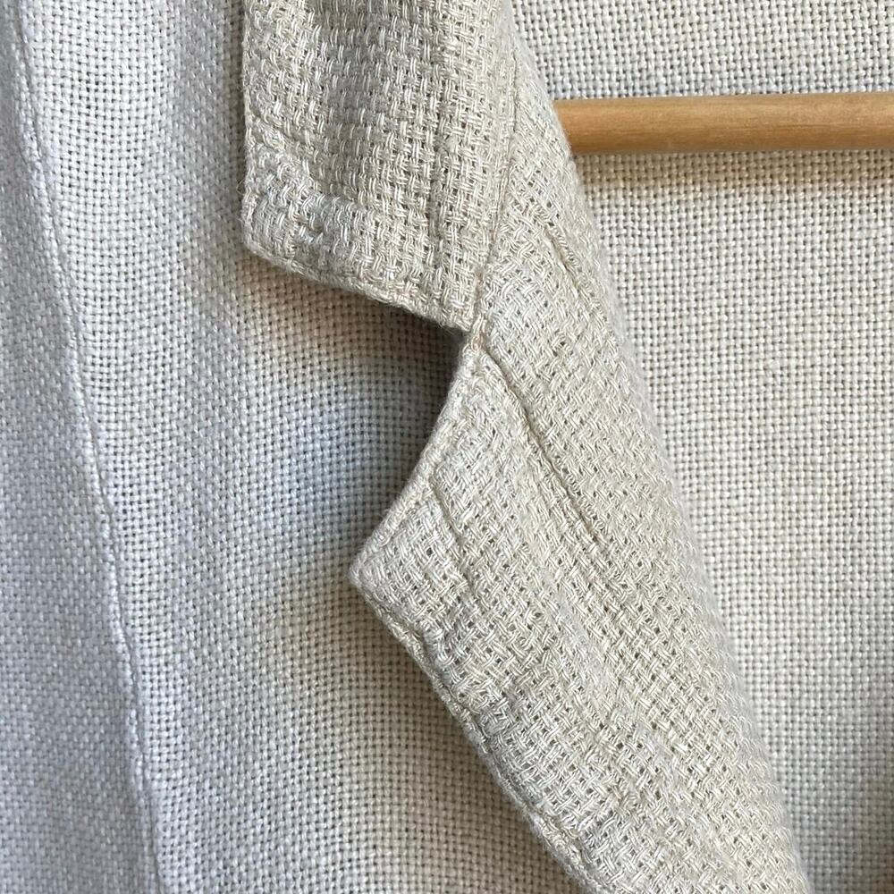 HABITAT 100% Linen Woven‎ Tweed Lightweight Blazer Jacket SZ M Neutral Lagenlook - Picture 6 of 12